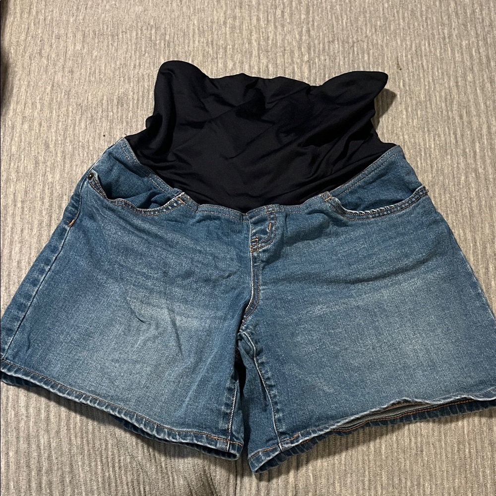 Denim Blue Women's Maternity Shorts